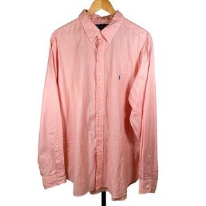 Ralph Lauren Men's Size 17.5 XL Classic Fit Button Down Long Sleeve Shirt Peach